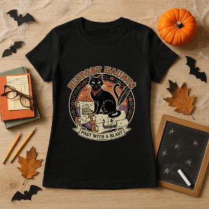 Teacher Halloween History Haunts Cat & Scroll T-Shirt