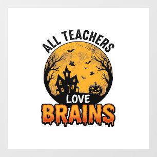 Teacher Halloween Love Brains Vintage Design_1 Floor Decals