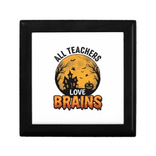Teacher Halloween Love Brains Vintage Design_1 Gift Box