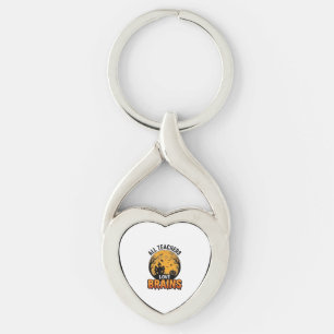 Teacher Halloween Love Brains Vintage Design_1 Keychain