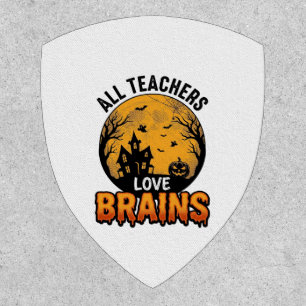 Teacher Halloween Love Brains Vintage Design_1 Patch