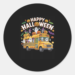 Teacher Halloween School Bus Driver Cute Ghost Wit Classic Round Sticker