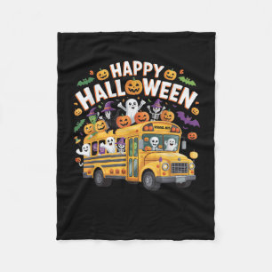 Teacher Halloween School Bus Driver Cute Ghost Wit Fleece Blanket