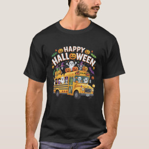 Teacher Halloween School Bus Driver Cute Ghost Wit T-Shirt