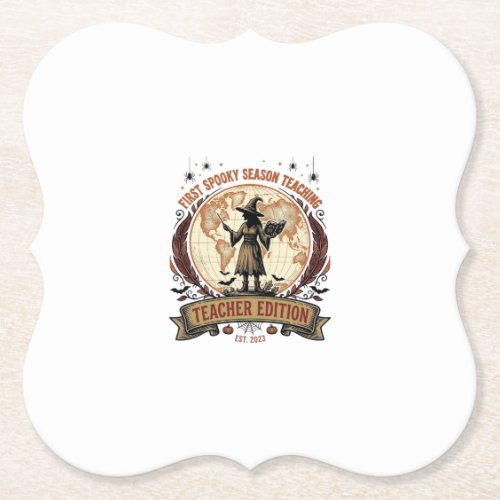 Teacher Halloween Shirt for First Spooky Season Te Paper Coaster