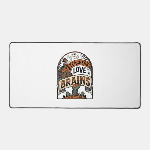 Teacher Halloween Shirt Teachers Love Brains_1 Desk Mat