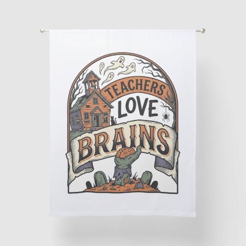 Teacher Halloween Shirt Teachers Love Brains_1 Sheer Curtains