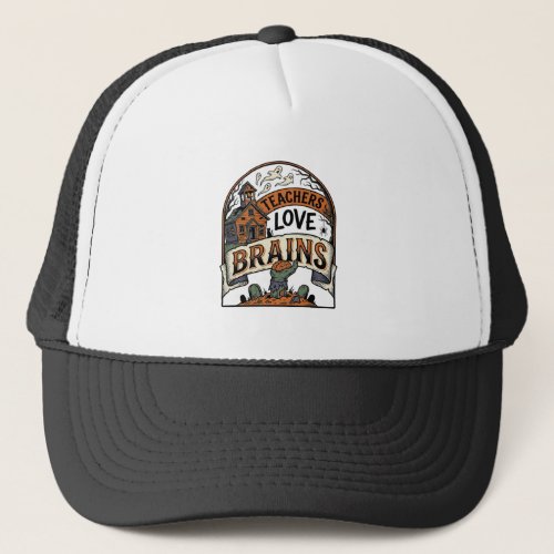 Teacher Halloween Shirt Teachers Love Brains_1 Trucker Hat