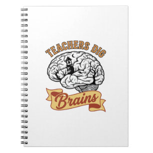 Teacher Halloween Shirt Vintage Engraved Brain Pun Notebook