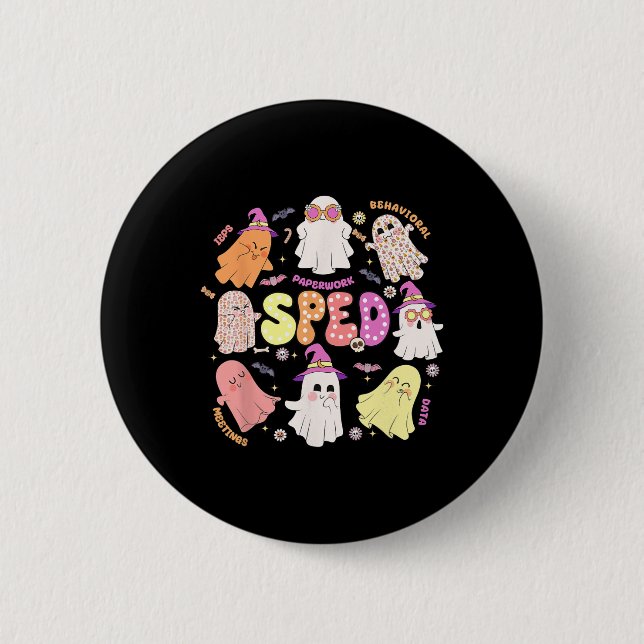 Teacher Halloween Spooky Special Education Team  Button (Front)
