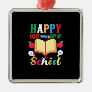 Teacher Happy 100 Day Of School Metal Ornament