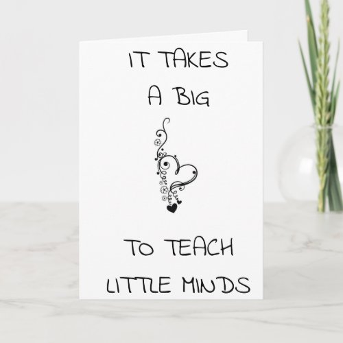 TEACHER HAS A BIG HEART MERRY CHRISTMAS HOLIDAY CARD