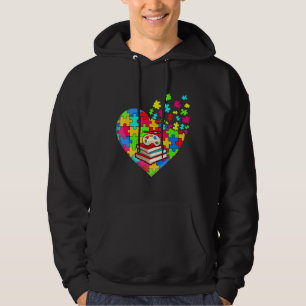 Teacher Heart Puzzle Pieces Support Autism Awarene Hoodie