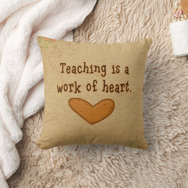 Teacher Heart Work Throw Pillow (Blanket)