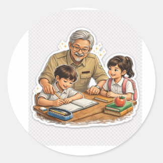 Teacher Helping Students Sticker