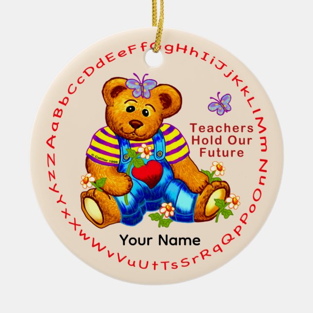 Teacher Hold Future Ceramic Ornament (Front)