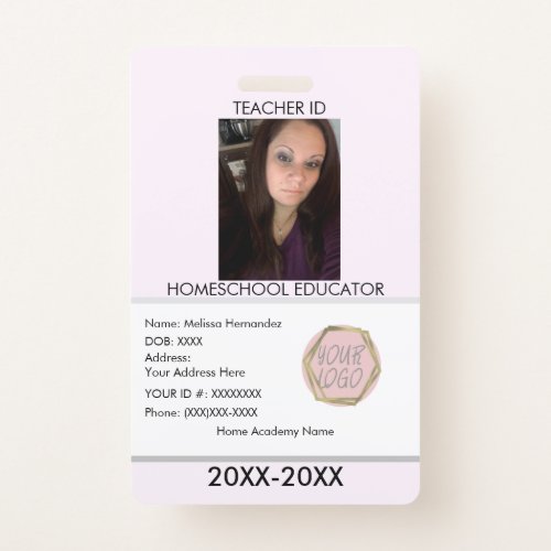 Teacher Homeschooling School Mom ID Pink  Badge