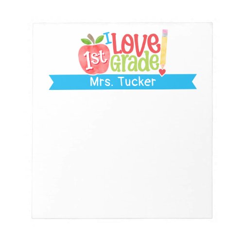 Teacher I Love My Class 1st Grade Cute Apple Notepad