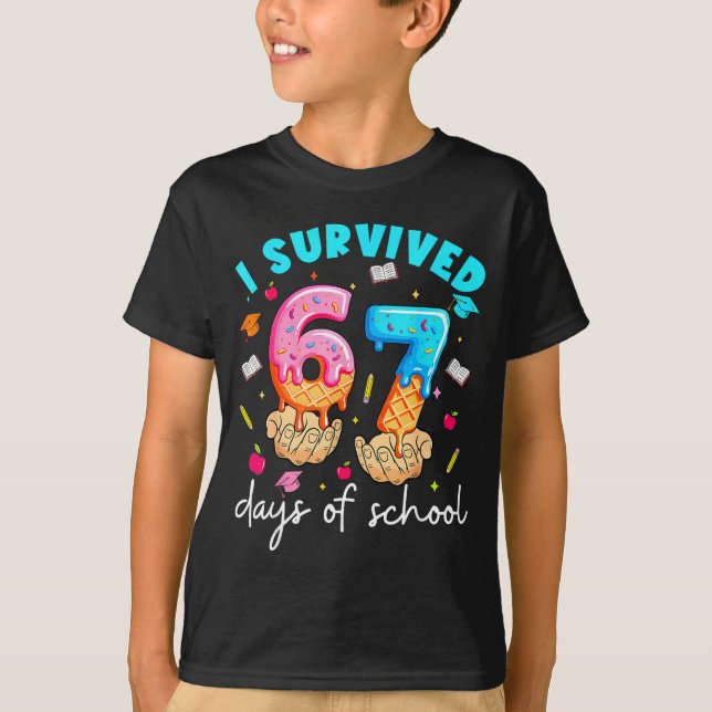 Teacher I Survived 67 Days Of School Funny Meme Ba T-Shirt (Front)