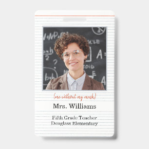 Teacher ID Badge with photo, school classroom use