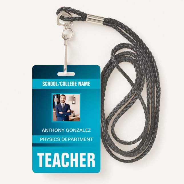 Teacher ID Card Badge (Front with Lanyard)