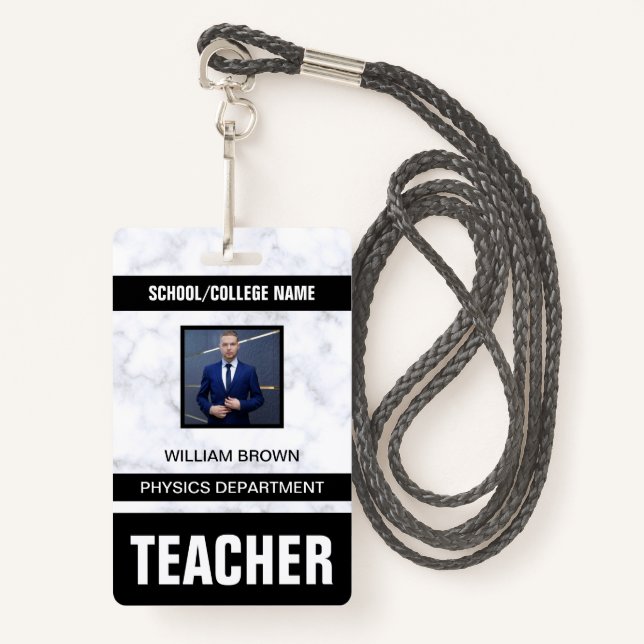 Teacher ID Card Badge (Front with Lanyard)