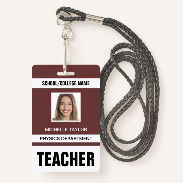 Teacher ID Card Badge (Front with Lanyard)