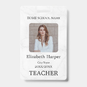 Teacher ID Card Name School Template Photo Badge