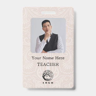 Teacher ID Card Name School Template Photo Badge
