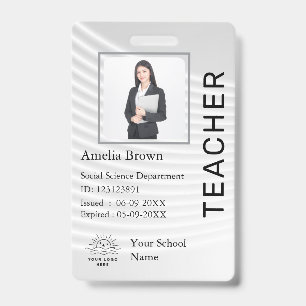 Teacher ID Card Name School Template Photo Badge