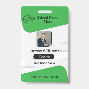 Teacher ID Card Name School Template Photo Badge