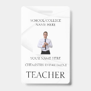 Teacher ID Card Name School Template Photo Badge