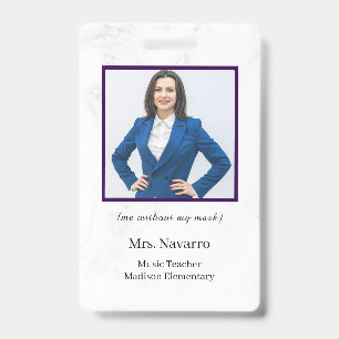 Teacher ID Card Name School Template Photo Badge