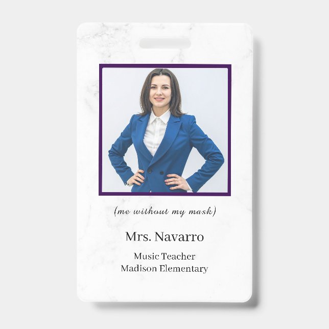 Teacher ID Card Name School Template Photo Badge  (Front)