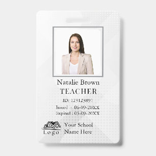 Teacher ID Card Name School Template Photo Badge