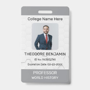 Teacher ID Card Name School Template Photo Badge