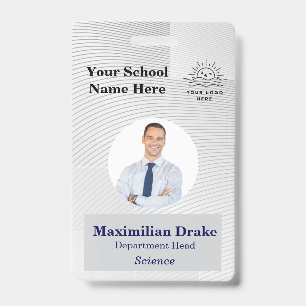 Teacher ID Card Name School Template Photo Badge