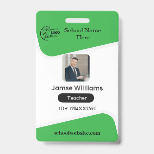 Teacher ID Card Name School Template Photo Badge