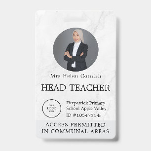 Teacher ID Card Name School Template Photo Badge 
