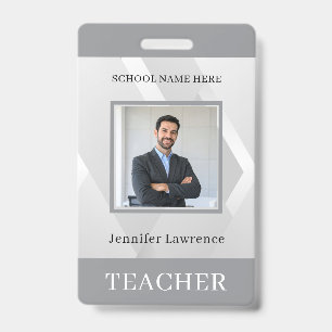 Teacher ID Card Name School Template Photo Badge