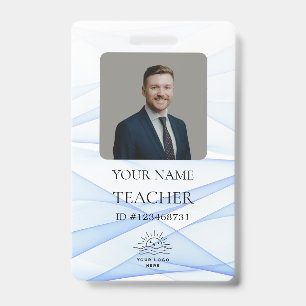 Teacher ID Card Name School Template Photo Badge