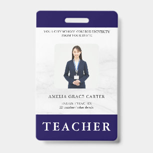 Teacher ID Card Name School Template Photo Badge