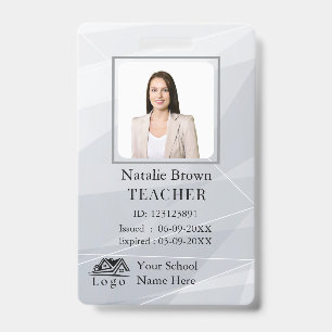 Teacher ID Card Name School Template Photo Badge