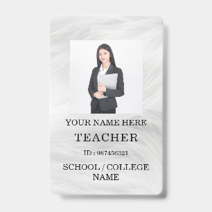 Teacher ID Card Name School Template Photo Badge