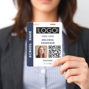 Teacher ID Card School Office Name Photo QR Code Badge