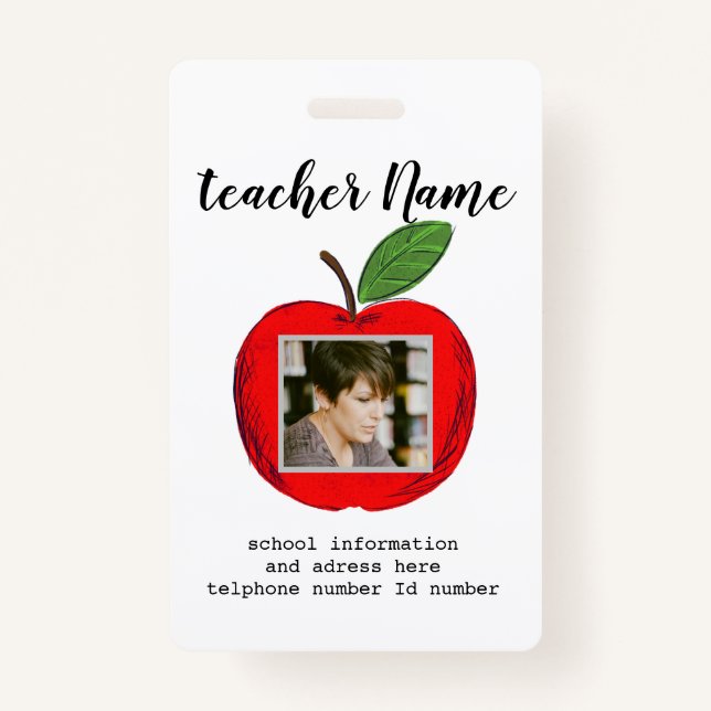 Teacher ID school teacher ID Badge (Front)