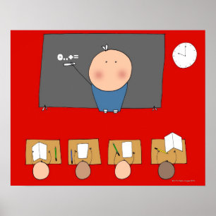 Teacher in front of classroom, elevated view poster