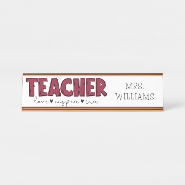 Teacher Inspiration Add Your Name Desk Name Plate (Front)