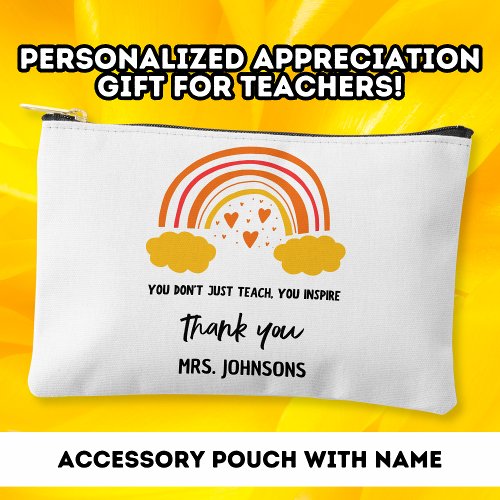 Teacher Inspire Rainbow Thank You Event Gift Accessory Pouch
