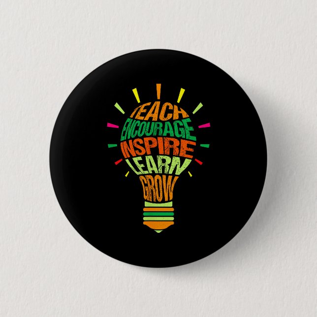 Teacher Insrational Definition Colorful Lightbulb  Button (Front)